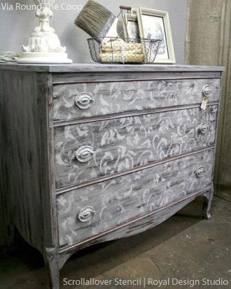 Scrollallover Furniture Stencil - Reusable DIY Wood Stencils for Painting & Decorating - Perfect for Home Decor, Cabinets, Walls, and DIY Craft Projects
