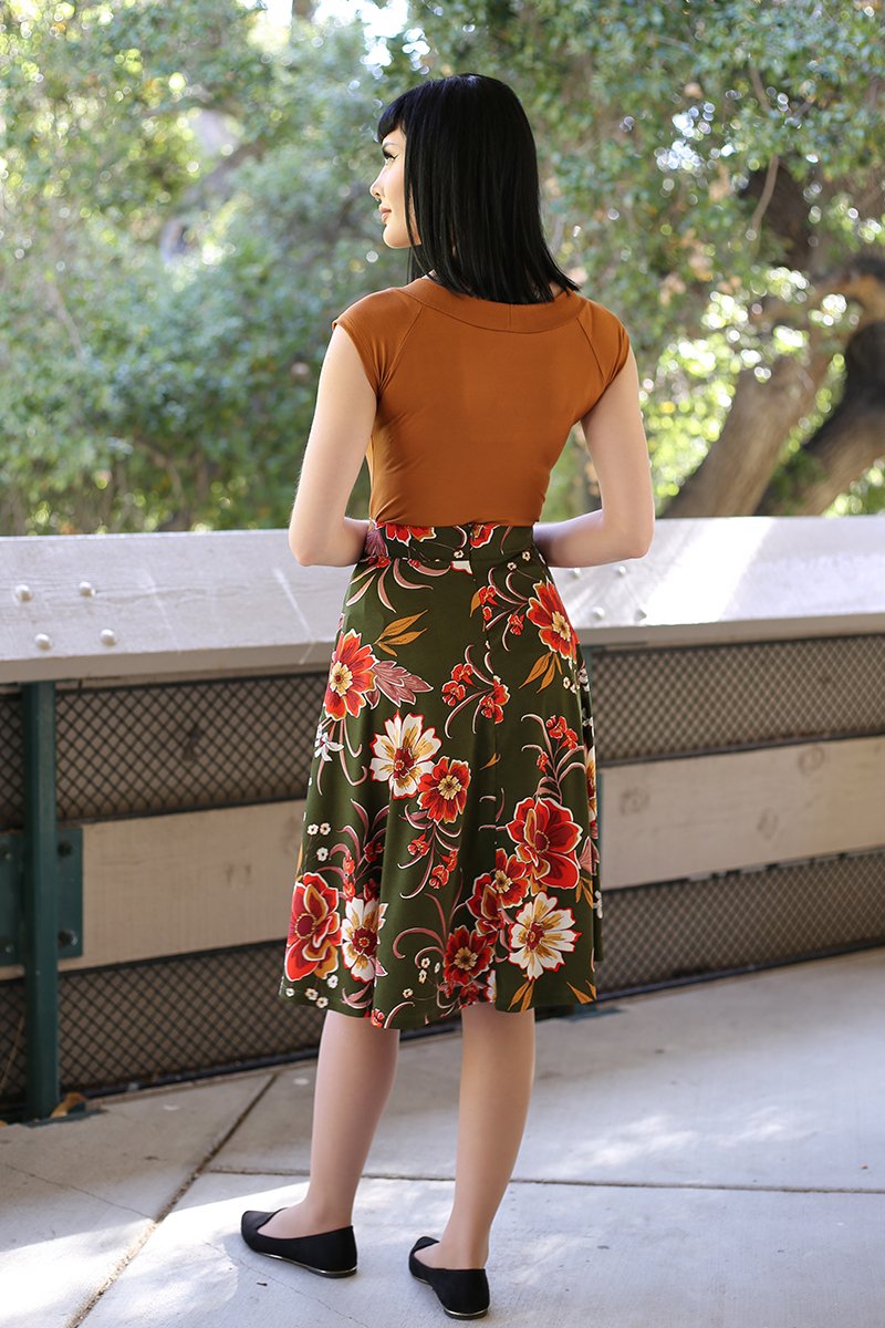 Charlotte Floral Print Skirt in Green - Perfect for Spring Outfits, Casual Wear & Summer Dresses
