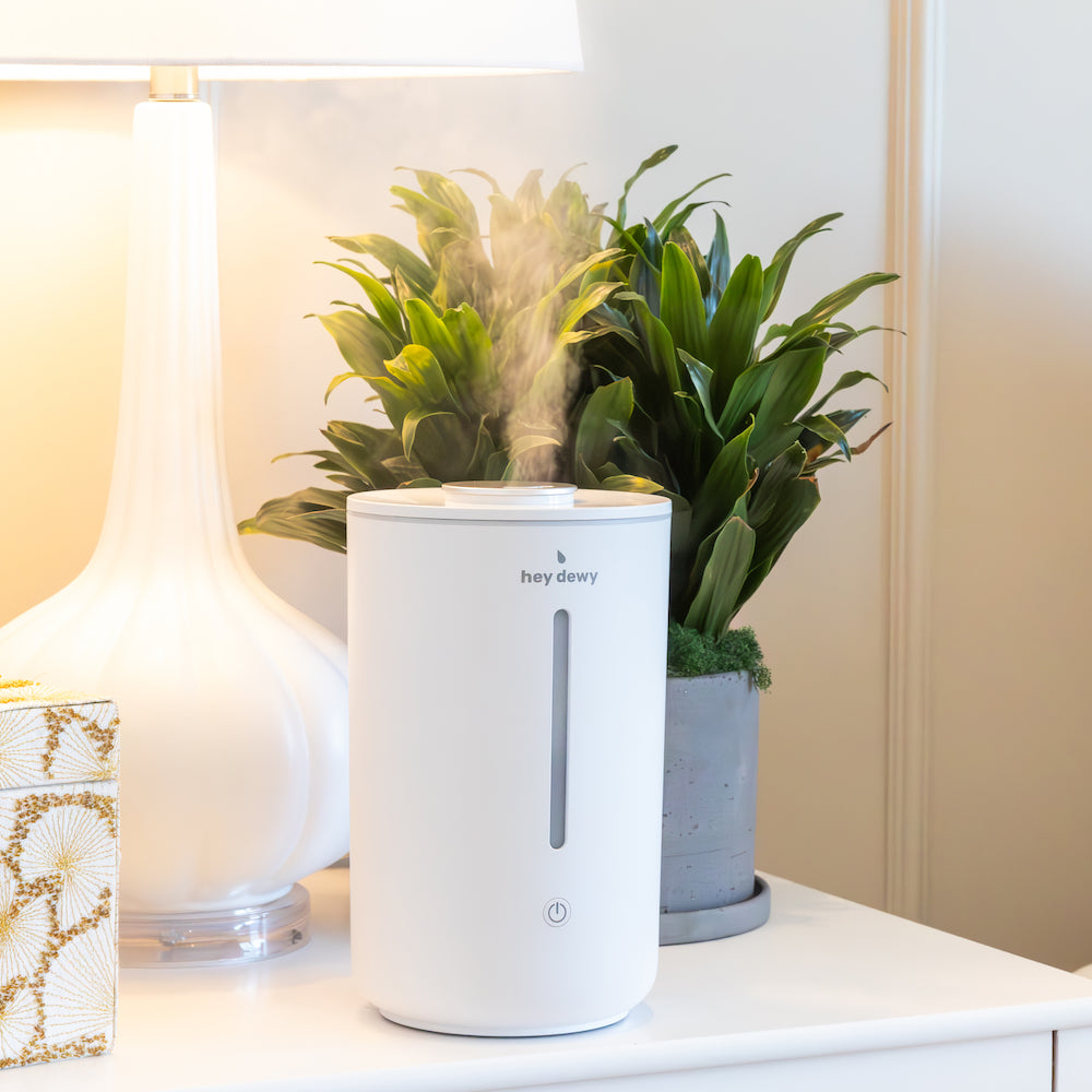 Hey Dewy Wellness Humidifier - Ultrasonic Cool Mist Humidifier for Bedroom, Nursery & Office - Quiet Air Moisturizer with Essential Oil Diffuser for Dry Skin, Allergies & Better Sleep