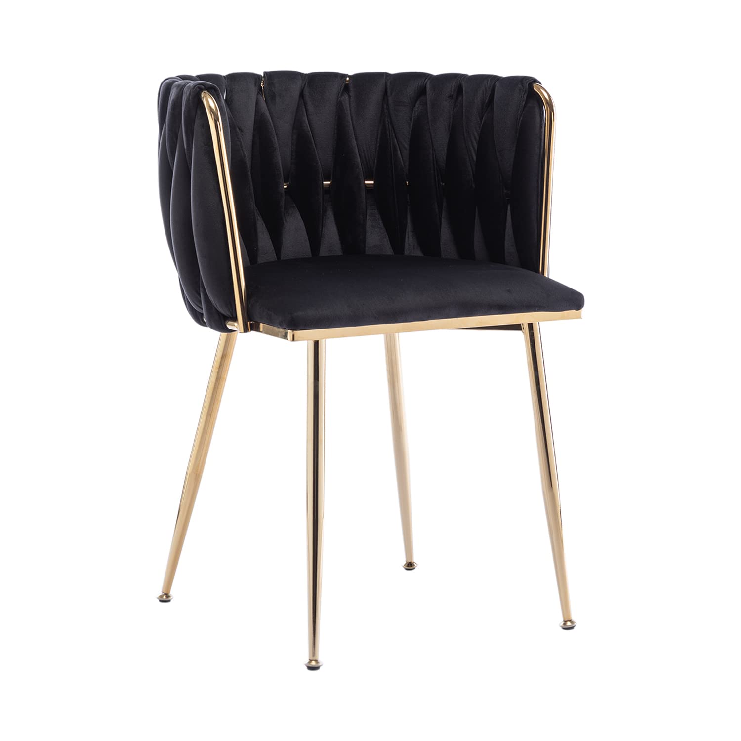 Premium Velvet Dining Chairs Set of 4 - Modern Tufted Upholstered Chairs with Gold Metal Legs for Kitchen, Dining Room & Living Room - Elegant Home Decor for Dinner Parties & Family Gatherings (Black)