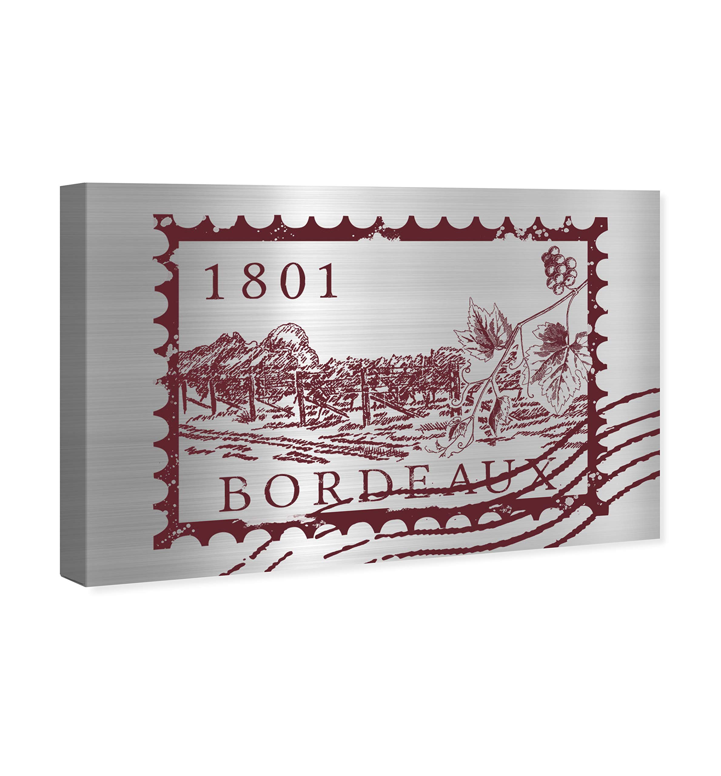 Oliver Gal Artist Co. 'Bordeaux Mail' Advertising Wall Art Canvas Print - 15x10 Inches, Red & Gray Home Decor - Perfect for Living Room, Office & Bedroom Wall Decoration