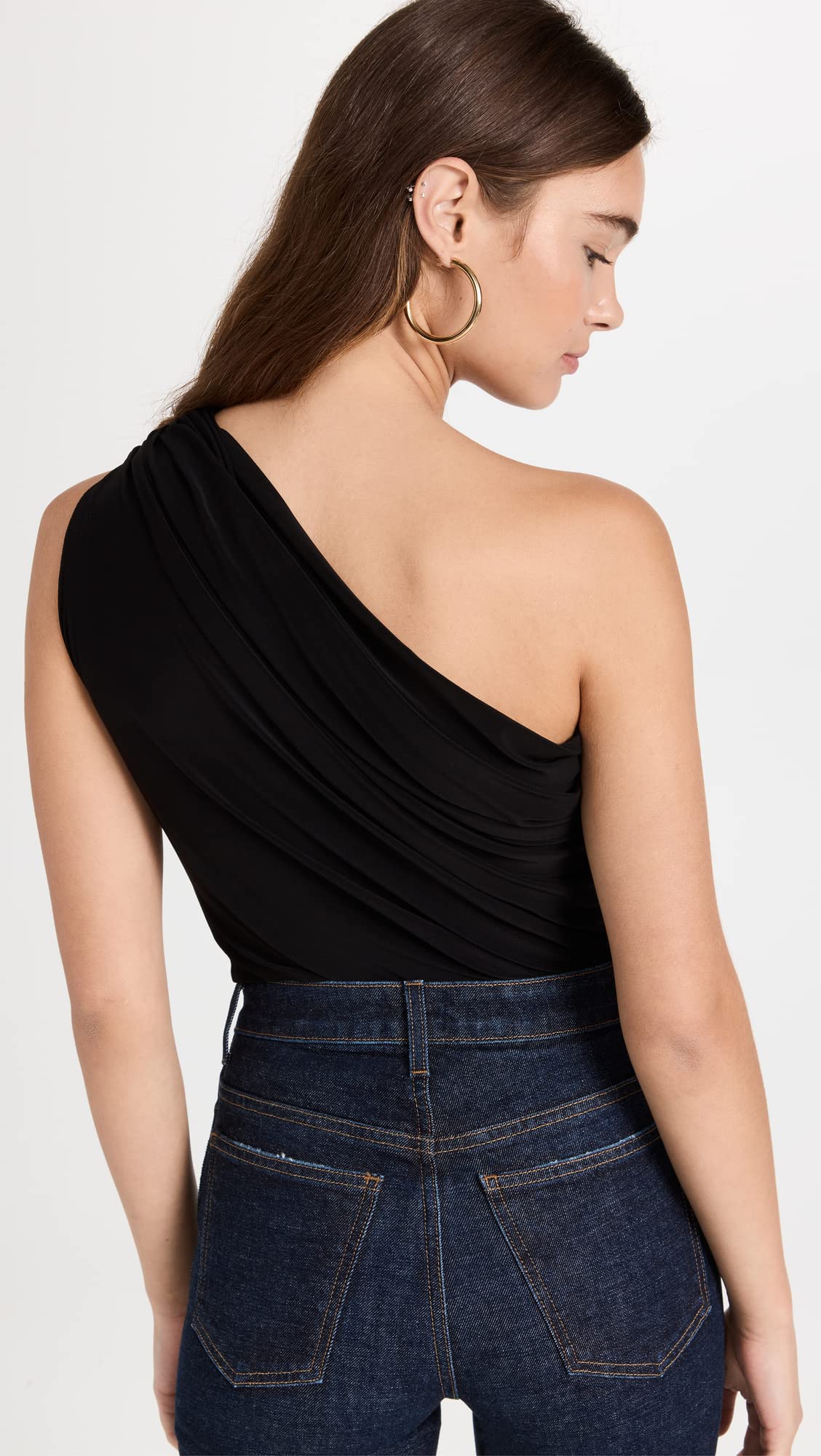 Norma Kamali Women's One Shoulder Peasant Top - Flowy Boho Blouse for Summer, Beach & Vacation | Casual & Party Wear