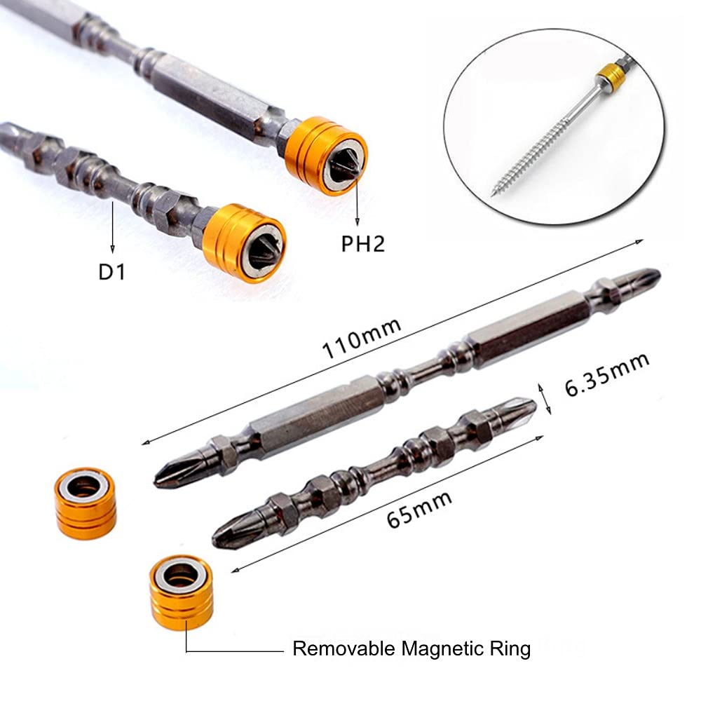 10PCS 65mm & 110mm Magnetic Screwdriver Bit Set - 1/4