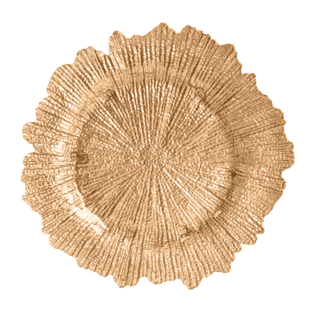 Koyal Wholesale Bulk Gold Starburst Glass Charger Plates - Set of 4 for Wedding, Party, and Holiday Table Decor