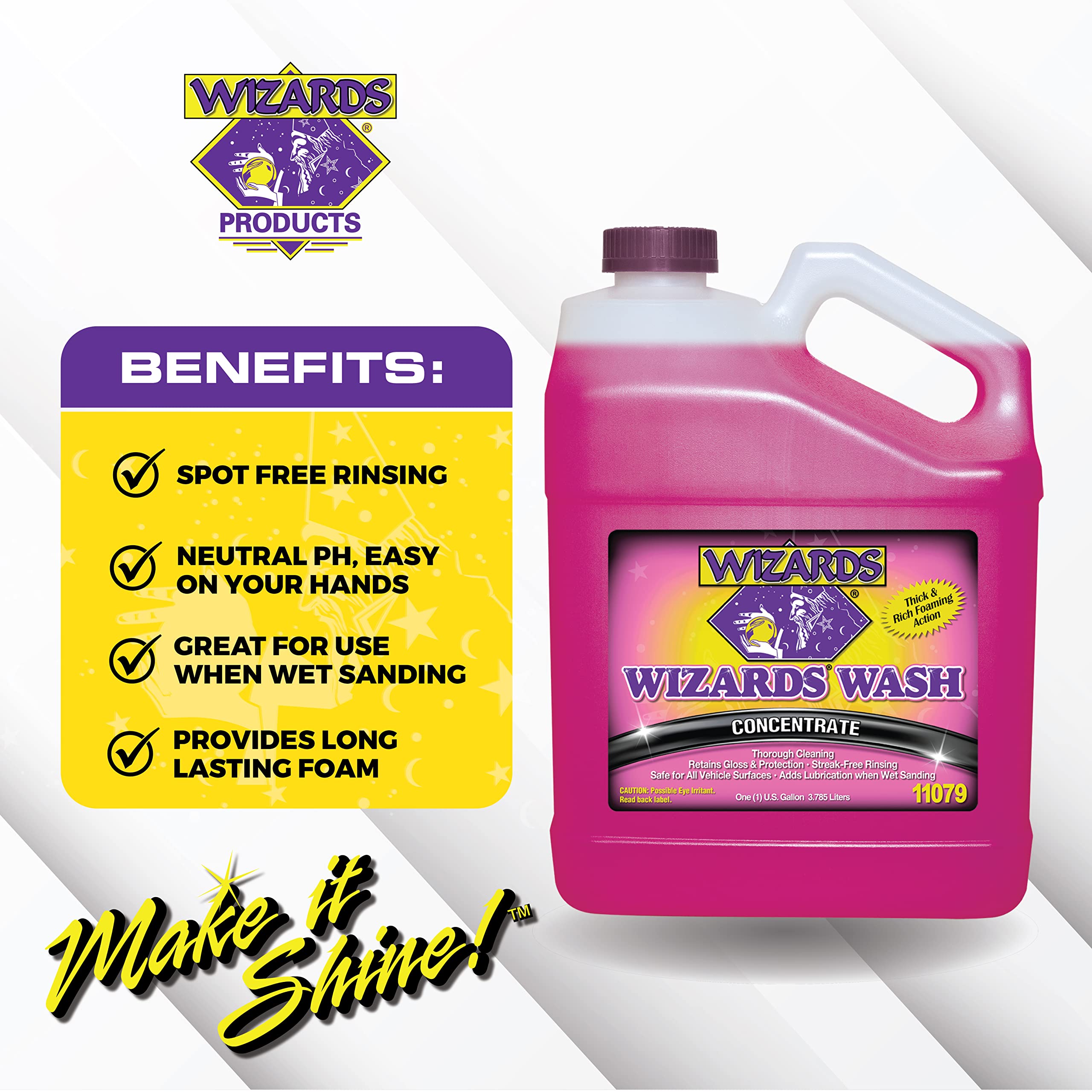 Wizards Car Wash - Super Concentrated Biodegradable Car Wash Soap (1 Gallon) - Thick Foam Formula for Cars, Boats & Marine Use - Salt-Free, Eco-Friendly Auto Detailing Supplies - Perfect for Foam Cannon & Pressure Washer - Ideal for Home, Professional & Mobile Car Wash Businesses