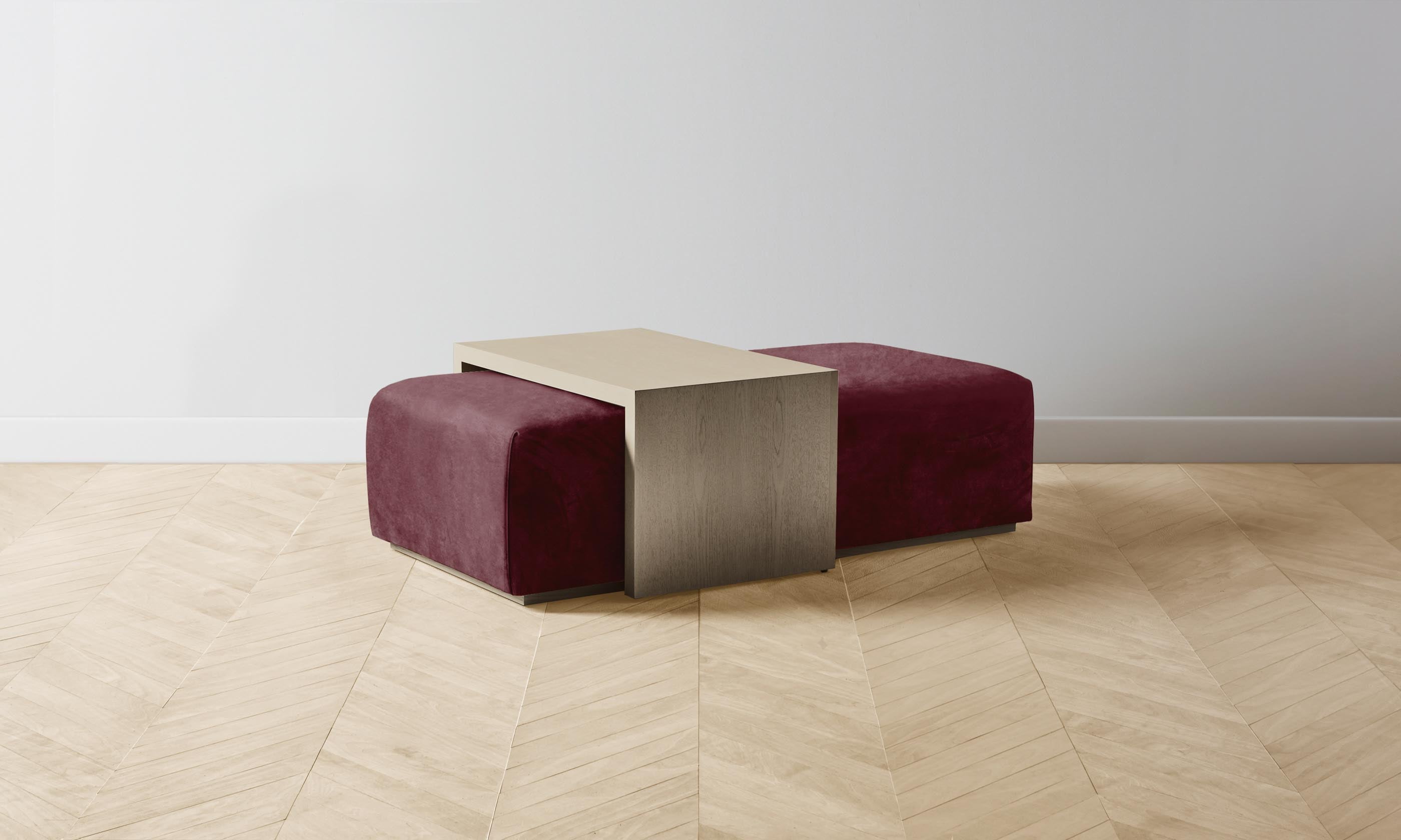 The Bowery Ottoman - Performance Velvet Merlot Upholstered Footrest & Accent Chair for Living Room, Bedroom, or Office