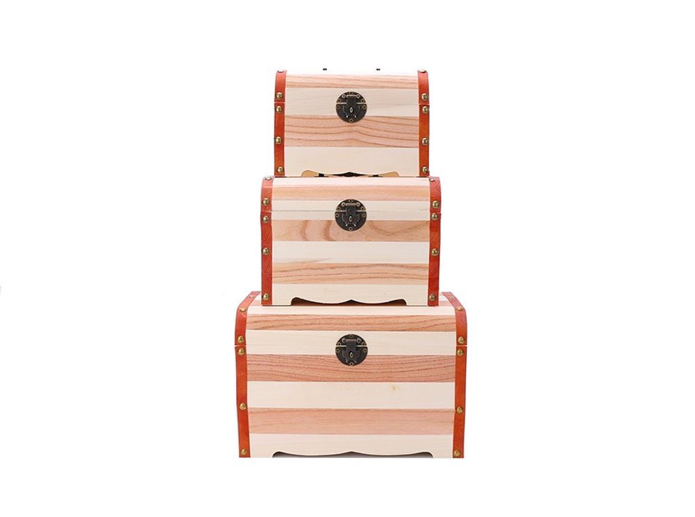 Handmade Wooden Treasure Chest Money Box with Lock & 2 Keys - Secure Piggy Bank, Jewelry Organizer & Cash Storage for Kids, Adults, Home & Office Use