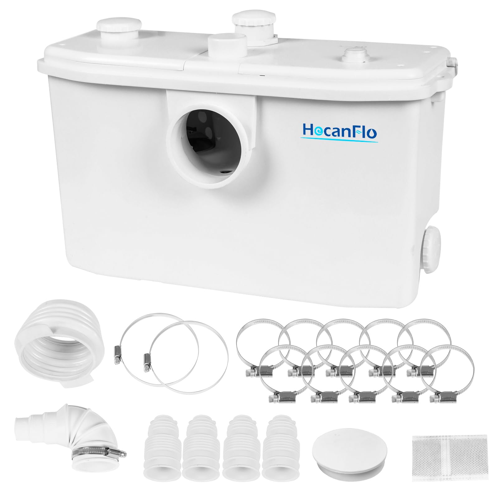 750W Macerator Pump with Stainless Steel Impeller Blades - High Efficiency Sewage Pump for Basement, Kitchen, Bathroom & Bedroom - Wastewater Treatment Pump for Laundry, Sink & Toilet - Ideal for Home, RV and Marine Use
