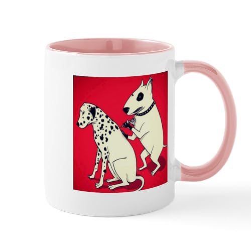 White/Pink Inside - Dalmatian Getting Some Ink Mugs