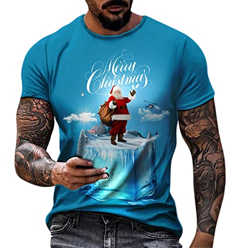 B02 Mens Christmas Shirt Novelty Blue
