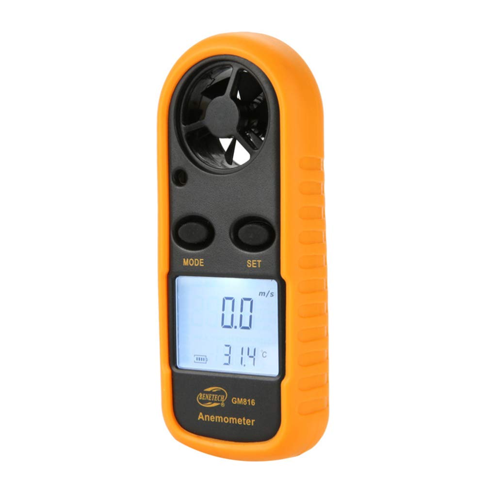 Baluue Digital Anemometer with LCD Backlight - Wind Speed Meter, Air Flow & Velocity Gauge, Thermometer for HVAC, Weather Monitoring, and Outdoor Activities