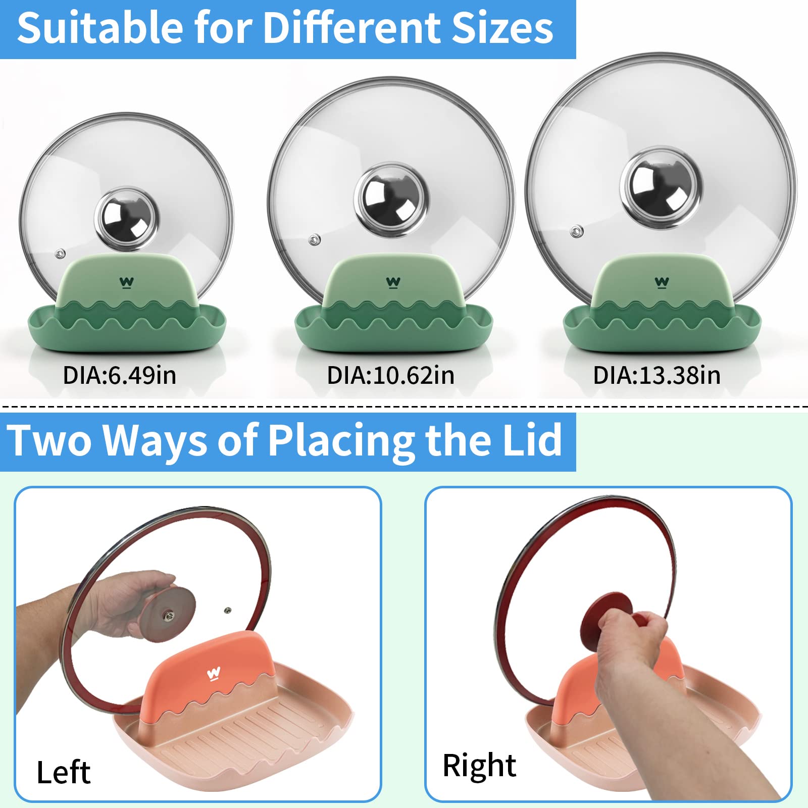2-Pack Heat-Resistant Spoon & Lid Holder - Drip-Free Utensil Rest for Spoons, Spatulas, Forks & Pot Lids | Countertop & Stove Top Organizer for Neat Kitchen Cooking