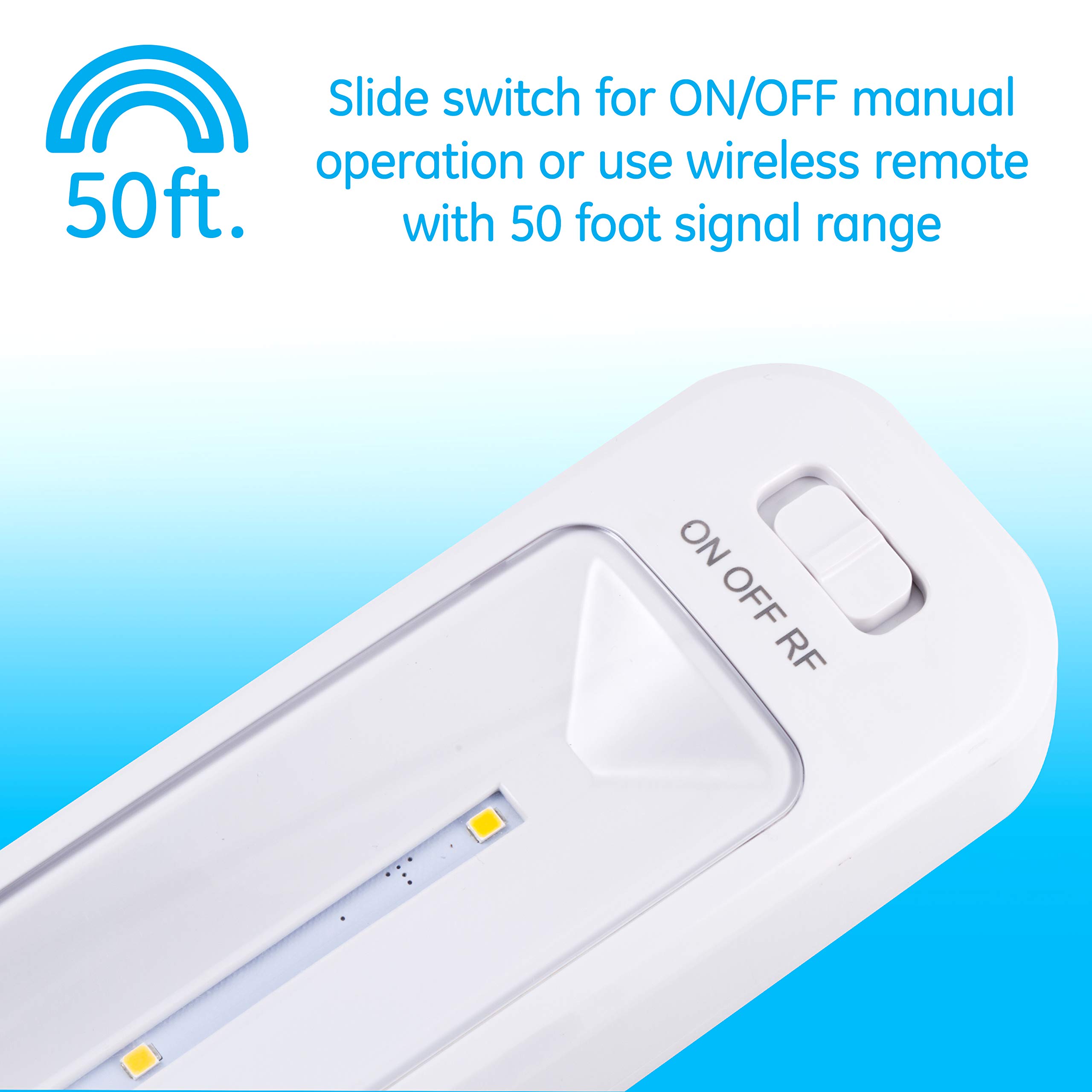 GE Under Cabinet LED Light - 10 Inch Wireless Battery Operated Tap Light with Remote Control (100 Lumens) - Perfect for Kitchen, Closet, Pantry, Stairs & Night Light Use