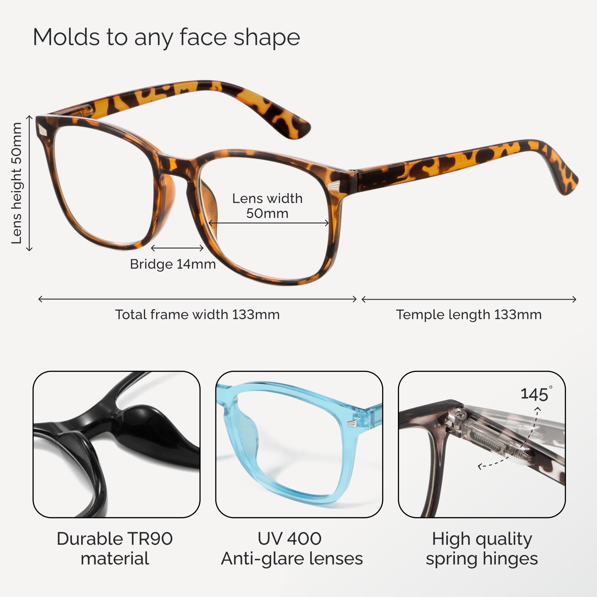CCVOO Blue Light Blocking Reading Glasses for Women & Men - Computer Glasses with Anti-UV Protection for Screen Time, Office Work & Digital Eye Strain Relief