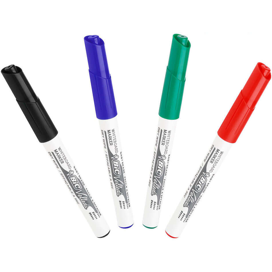 BIC Velleda 1741 Whiteboard Markers - Assorted Colors (4-Pack) - Ideal for Office, Classroom & Home Use