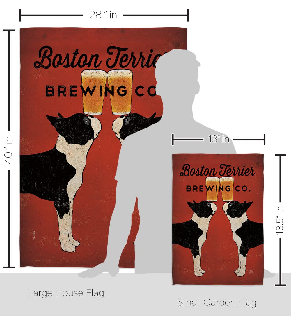 Boston Terrier Brewing Flag Set - House & Garden Decor for Pet Lovers