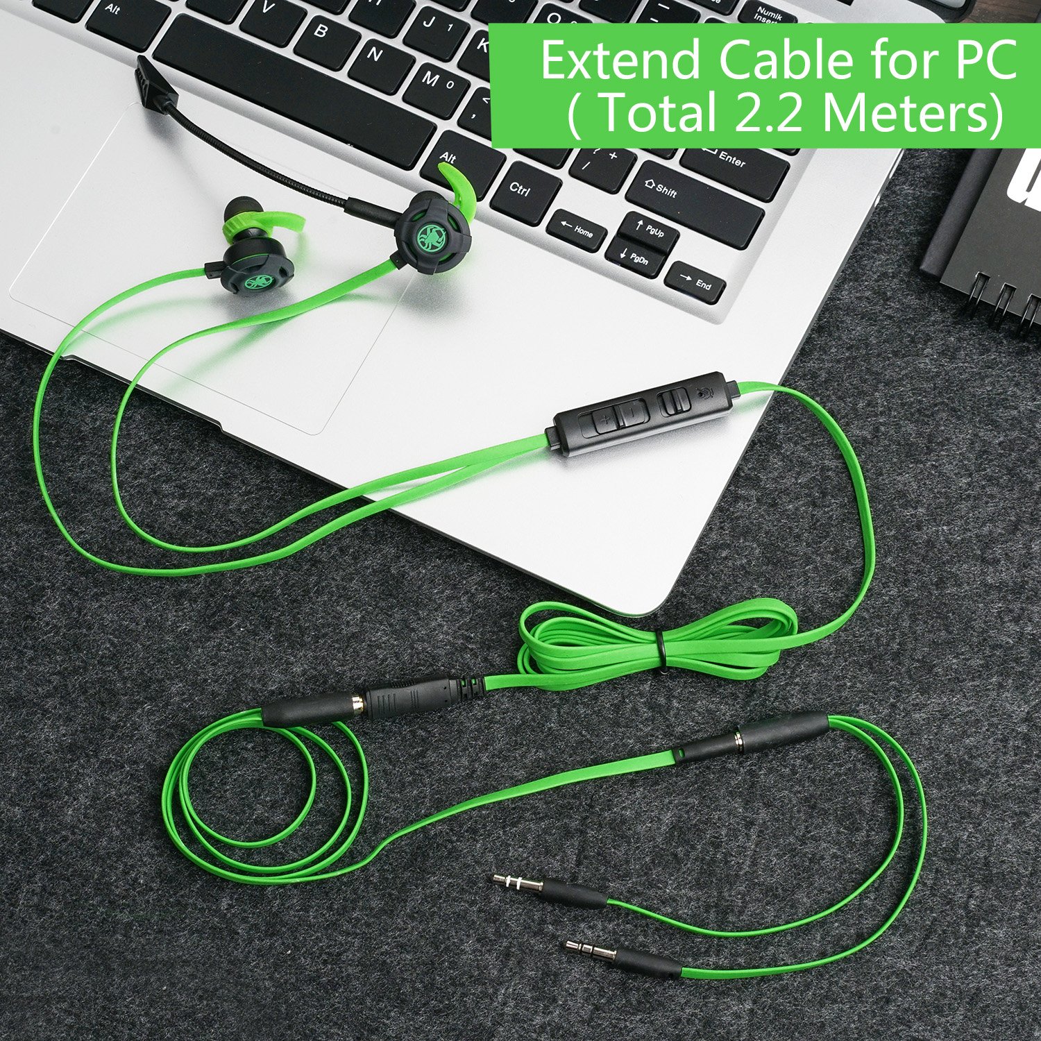 Wired Gaming Headset with Noise Cancelling & Stereo Bass - 3.5mm E-Sport Earphones with Adjustable Mic for PS4, Xbox One, PC, Laptop, Mobile - Perfect for Competitive Gaming & Online Streaming (Green)