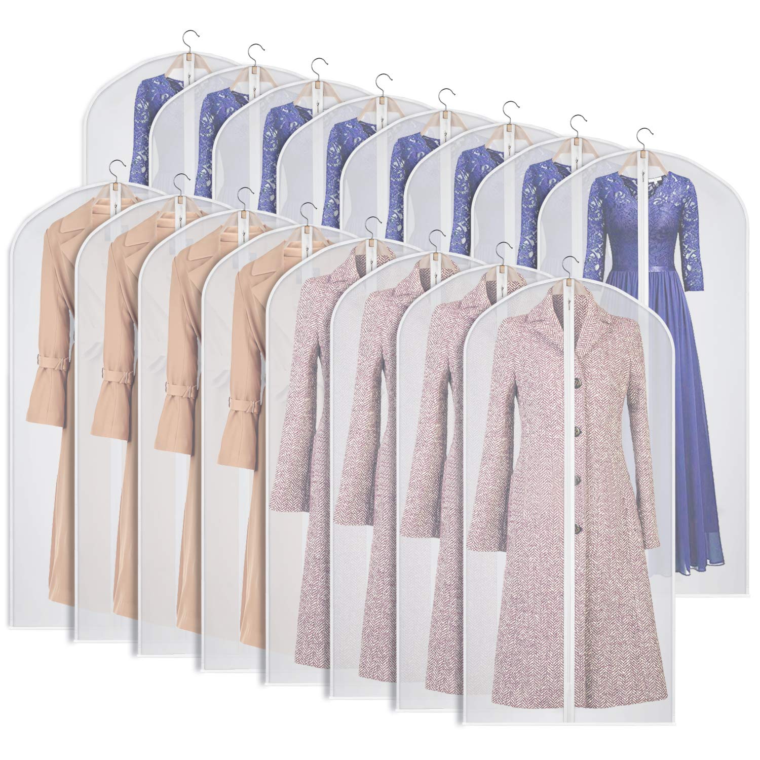 Univivi 16-Pack Clear Garment Bags for Dresses & Suits, 24