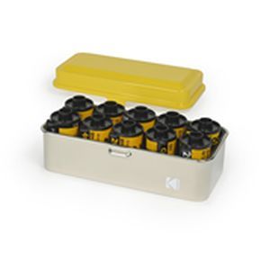 Kodak Steel 120 & 135 Film Storage Case - Yellow Lid & Silver Body - Perfect for Photographers & Film Enthusiasts to Protect & Organize Film Rolls
