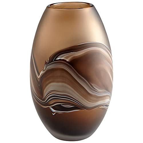 Cyan Design 10479 Nina 11 Inch Amber Swirl Glass Vase - Elegant Home Decor for Centerpieces, Wedding Decorations & Living Room Accents