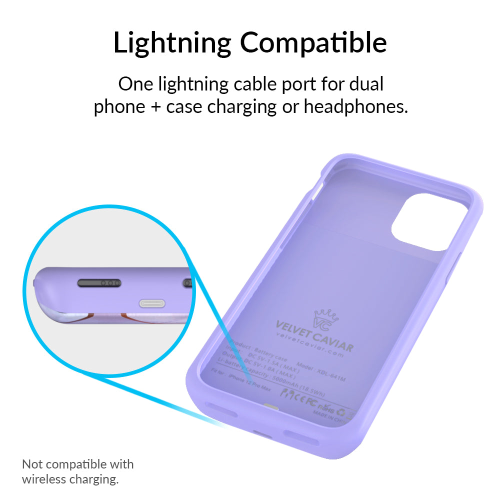 Geometric Pattern Purple iPhone Charging Case - Durable Protective Cover with Built-in Battery for iPhone 12/13/14/15 - Perfect for Travel, Work & Everyday Use