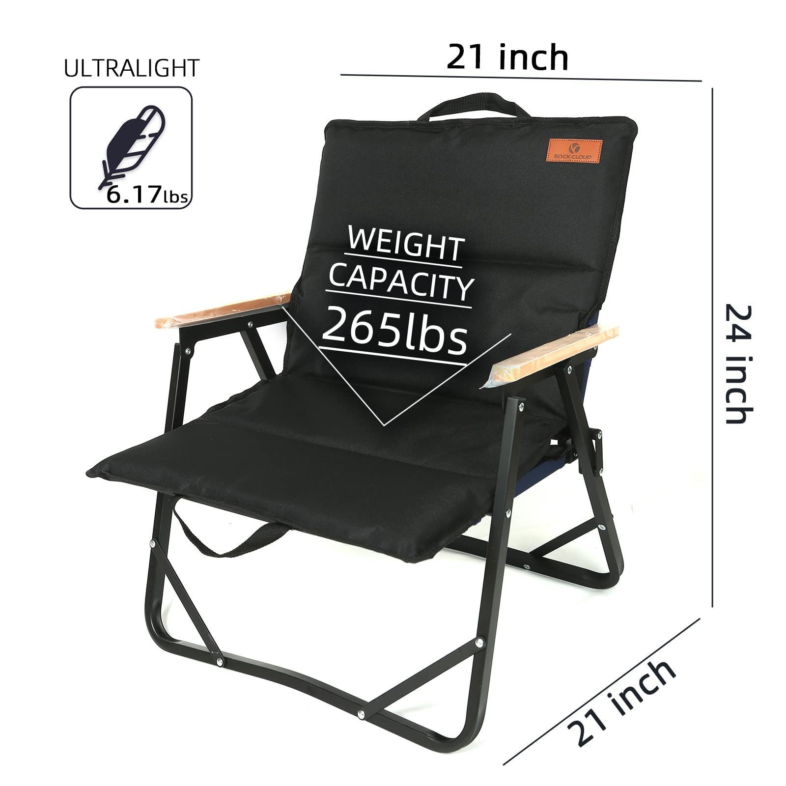 ROCK CLOUD Portable Folding Camping Chair - Lightweight Low Beach Chair for Outdoor Activities, Camping, Lawn, Hiking, Sports & Hunting - Includes Removable Soft Pad (Perfect for Backyard, Beach, Picnics & Tailgating)