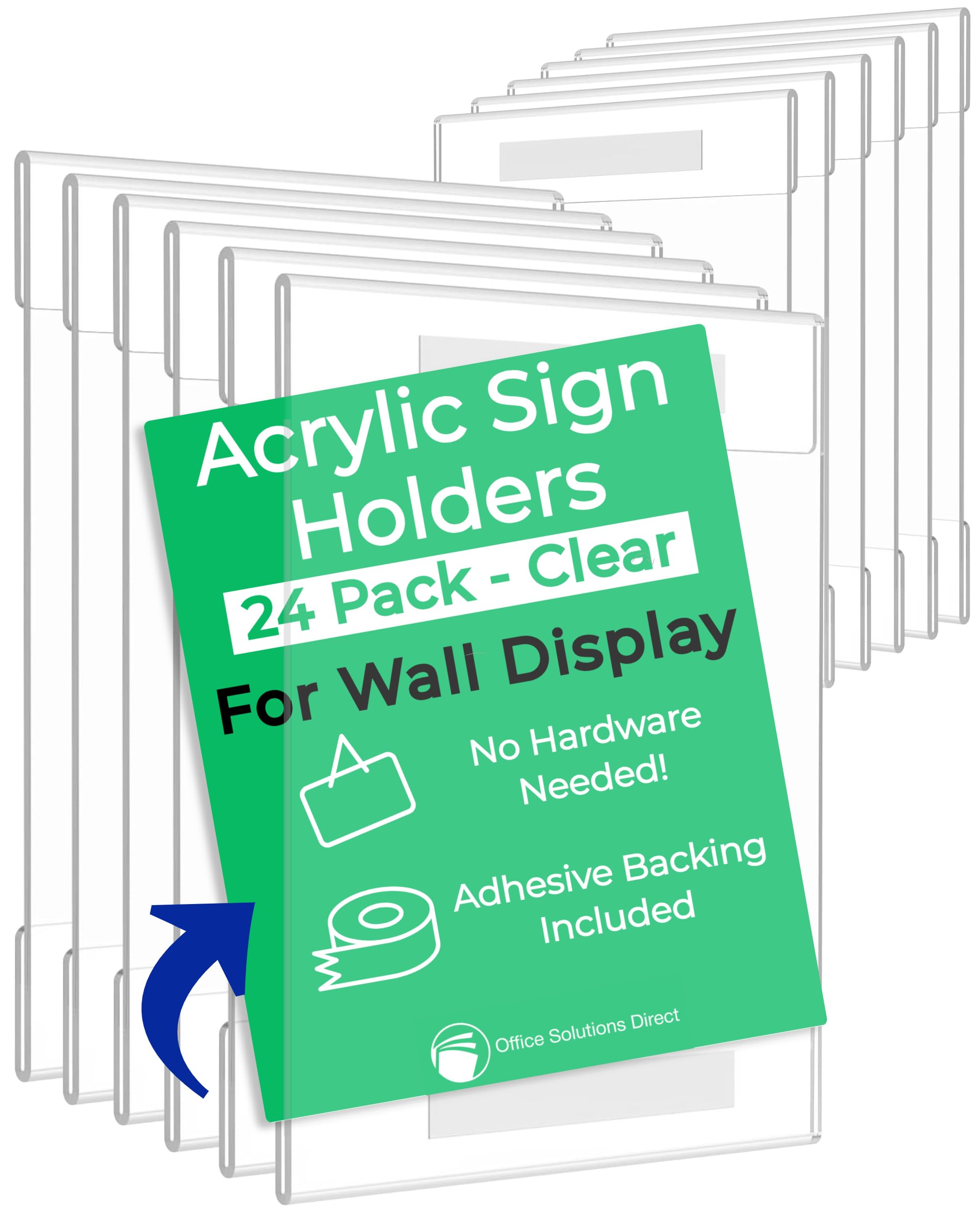 Clear Acrylic Sign Holders 8.5 x 11 Inches [Set of 24] – Wall Display Document Frames for Business, Retail Stores & Promotional Signage – Durable Plastic Signage Holders for Menus, Price Tags & Information Boards
