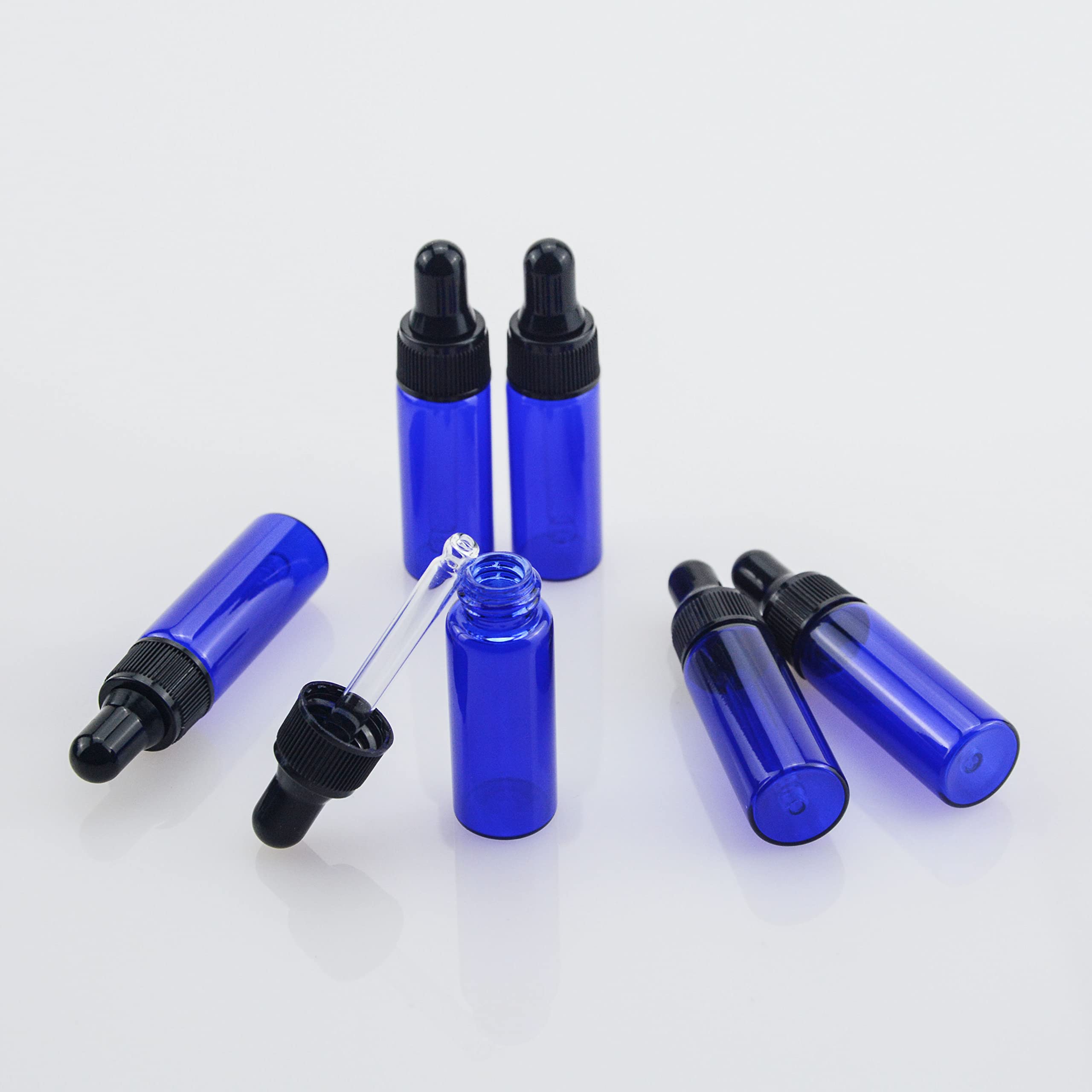 22 PCS 5ml Blue Glass Dropper Bottles for Essential Oils, Perfume, Lotion & DIY Samples - Small Empty Vials with Glass Eye Droppers - Perfect for Aromatherapy, Travel & Gift Packaging