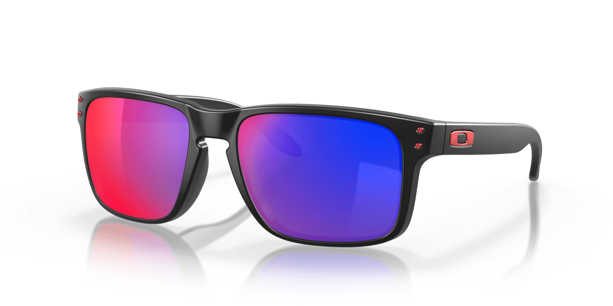 Holbrook Sunglasses for Men & Women - Matte Black Frame with Red Iridium Lenses - UV Protection Polarized Shades for Driving, Outdoor Sports & Fashion