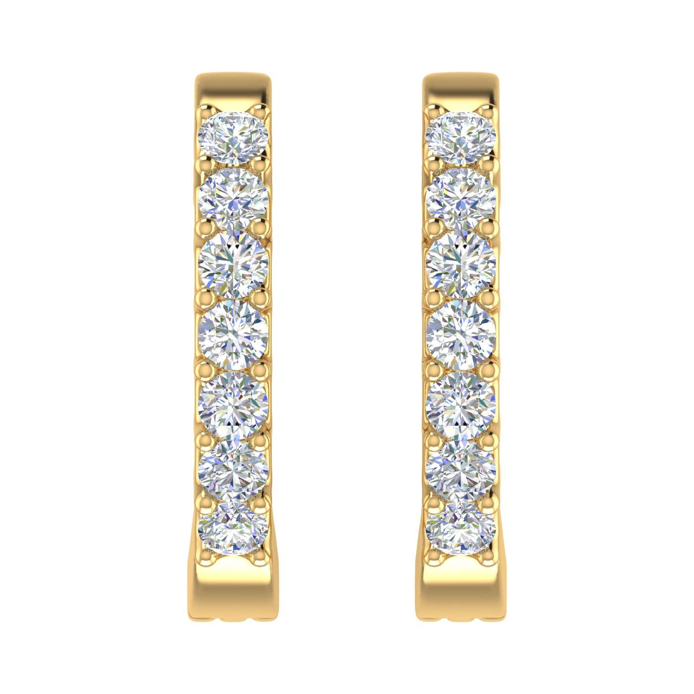 14K Gold Diamond Hoop Earrings - 3/4 Carat Total Weight - I1-I2 Clarity - Dainty Everyday Hoops for Women - Perfect for Work, Date Night & Special Occasions