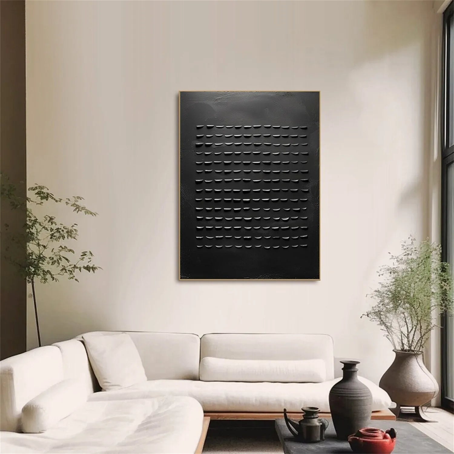 Black Minimalist Textured Painting Canvas - Premium Abstract Wall Art for Modern Home & Office Decor | Perfect for Living Room, Bedroom, or Gallery Display #MZ094