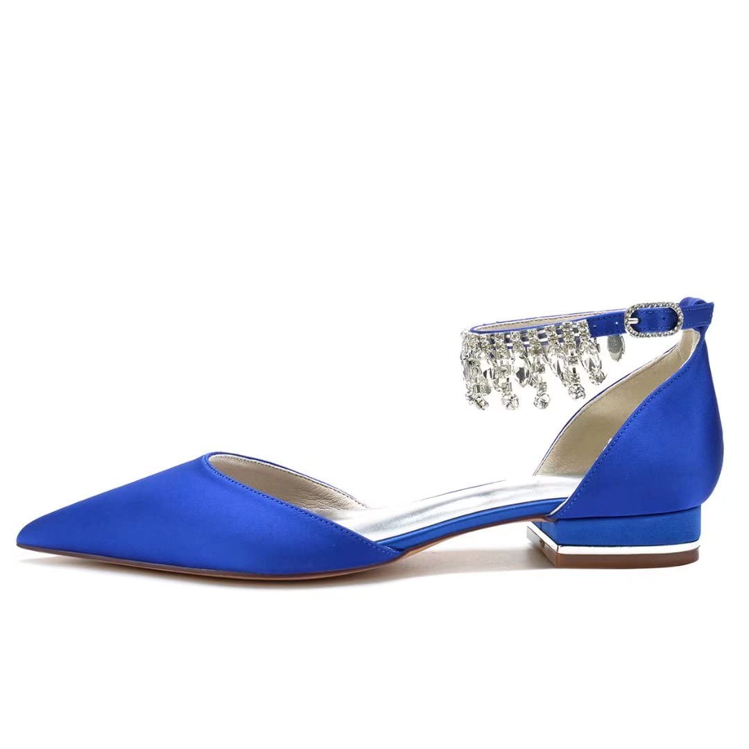 Elegant Satin Wedding Flats for Women - Crystal Embellished Pointed Toe Bridal Shoes | Perfect for Weddings, Proms & Evening Events