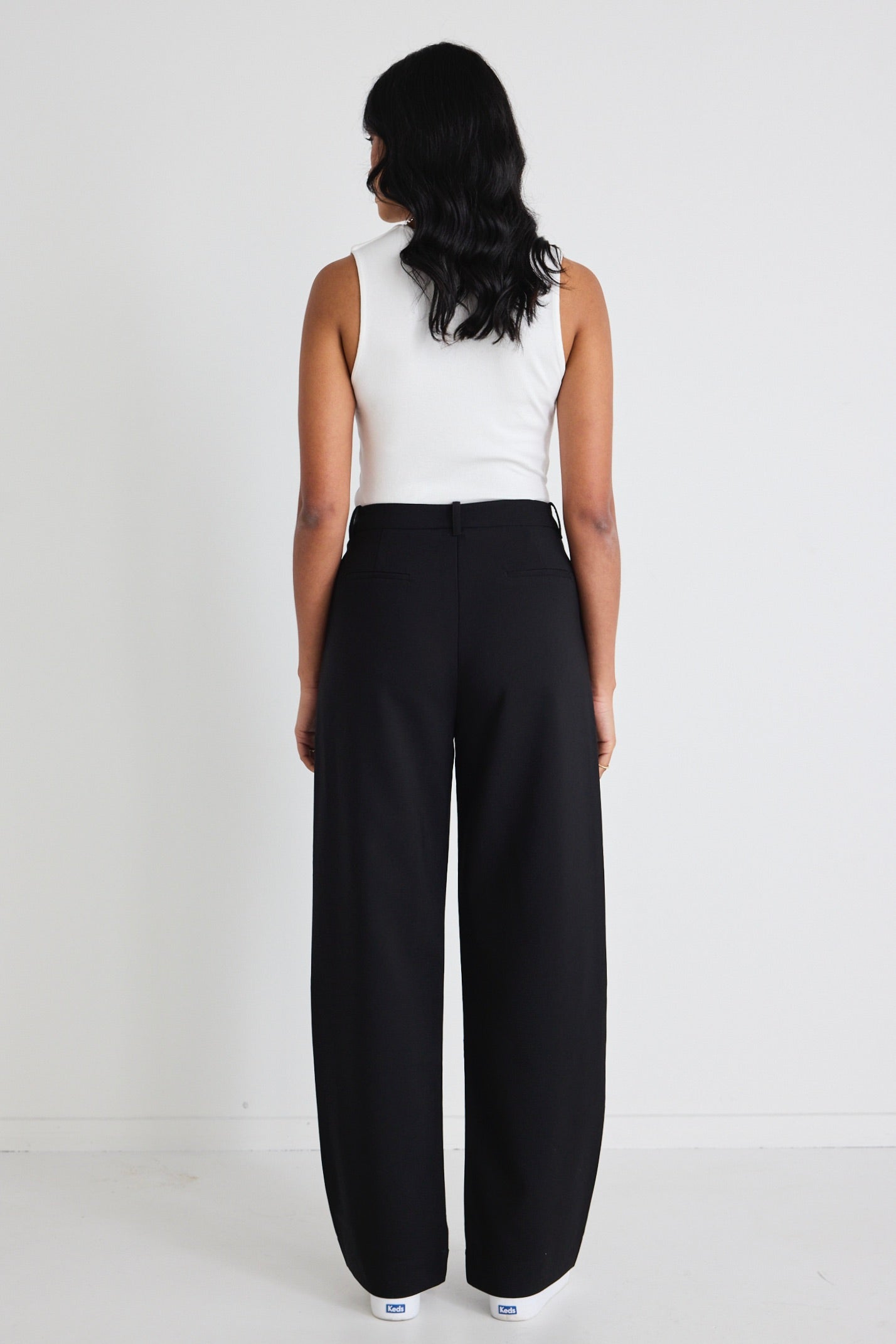 Women's Black Textured Wide Leg Pants - High Waisted Flowy Trousers for Casual & Office Wear | Perfect for Work, Travel & Everyday Comfort