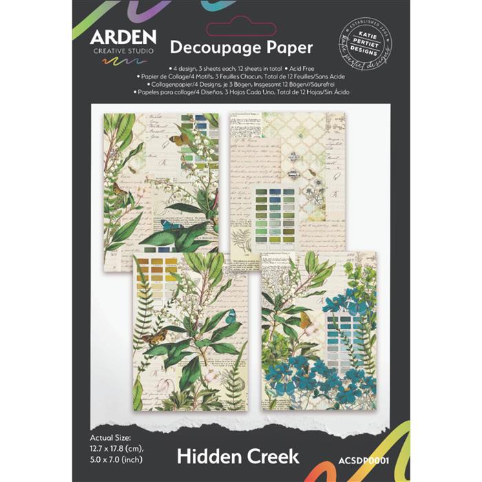 Arden Creative Studio Hidden Creek Decoupage Paper - Premium Scrapbooking Paper for DIY Crafts, Card Making, and Home Decor - Perfect for Scrapbook Albums, Gift Wrapping, and Decoupage Projects