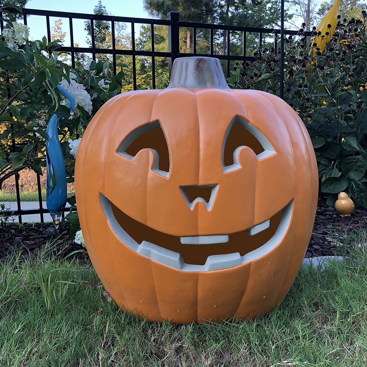 LED Light Up Halloween Jack o'Lantern Pumpkin Decorations - Set of 5 Indoor/Outdoor Lighted Pumpkins with Warm White Bulbs - Perfect for Porch, Yard, Party & Fall Festival Decor