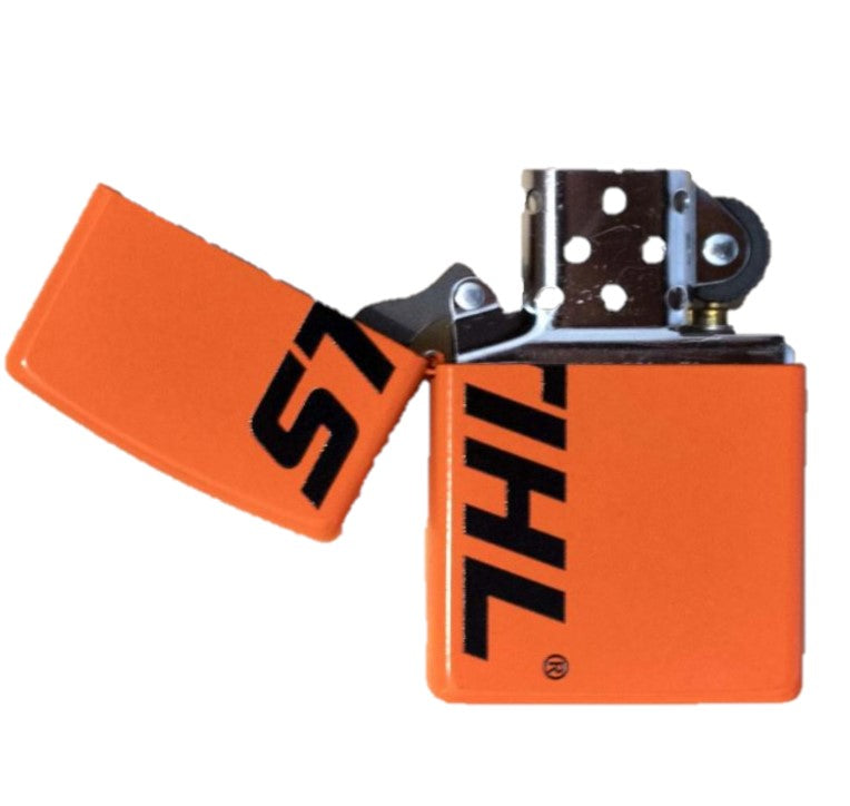 STIHL Themed Orange Zippo Lighter - Windproof Refillable Metal Lighter for Outdoor Enthusiasts, Camping, Hiking & BBQ Parties