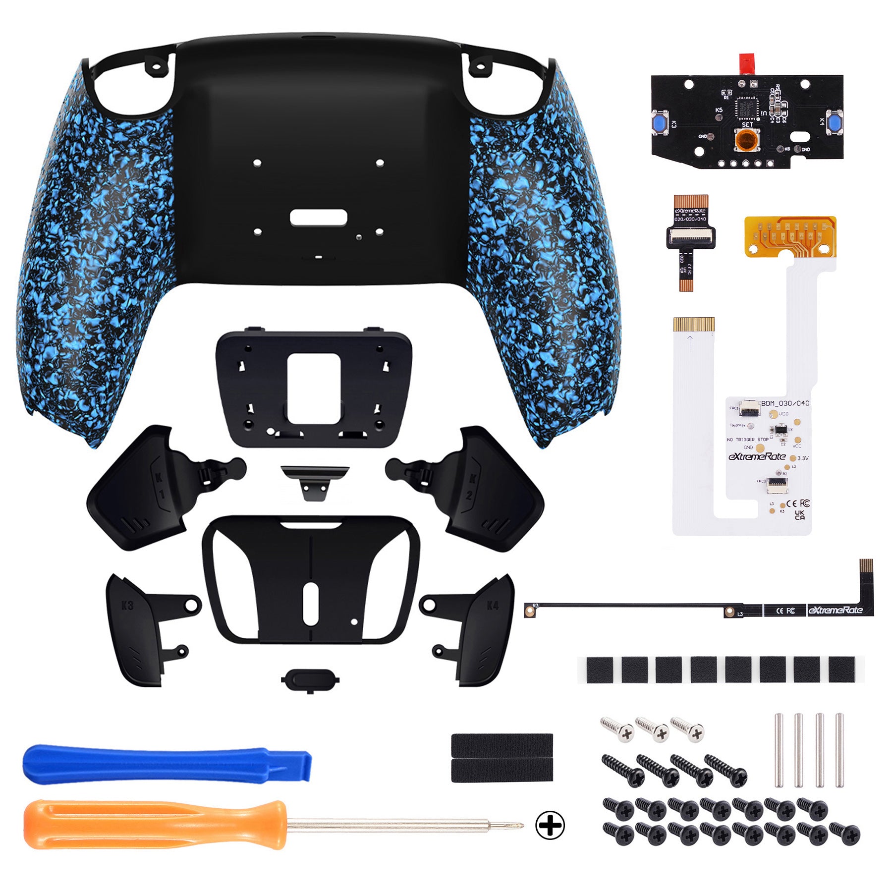 eXtremeRate RISE4 V3 Remappable Back Button Kit for PS5 Controller (BDM-030/040/050) - Textured Blue | Customizable Gaming Buttons for FPS, Racing & Competitive Play