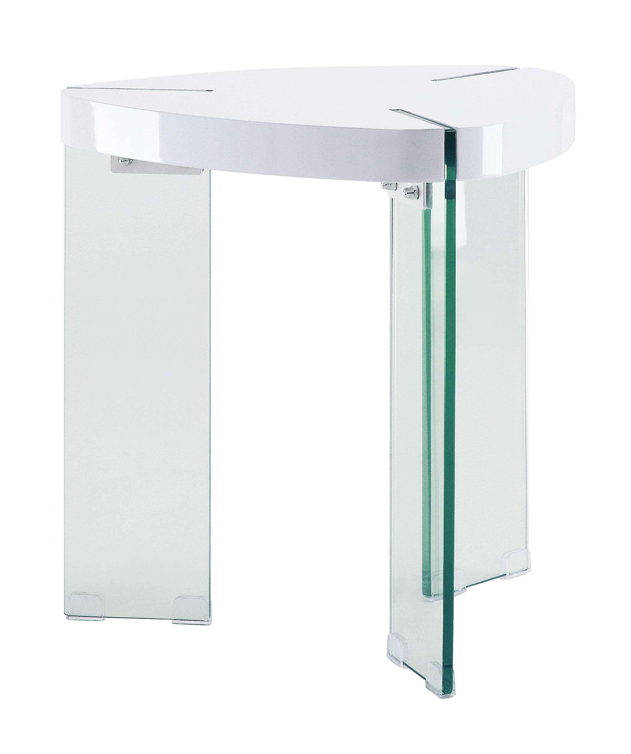 Modern Sofa Couch Table - Gray High Gloss & Clear Glass End Table, Nightstand or Console Table (Set of 2) - Perfect for Living Room, Bedroom or Office Decor