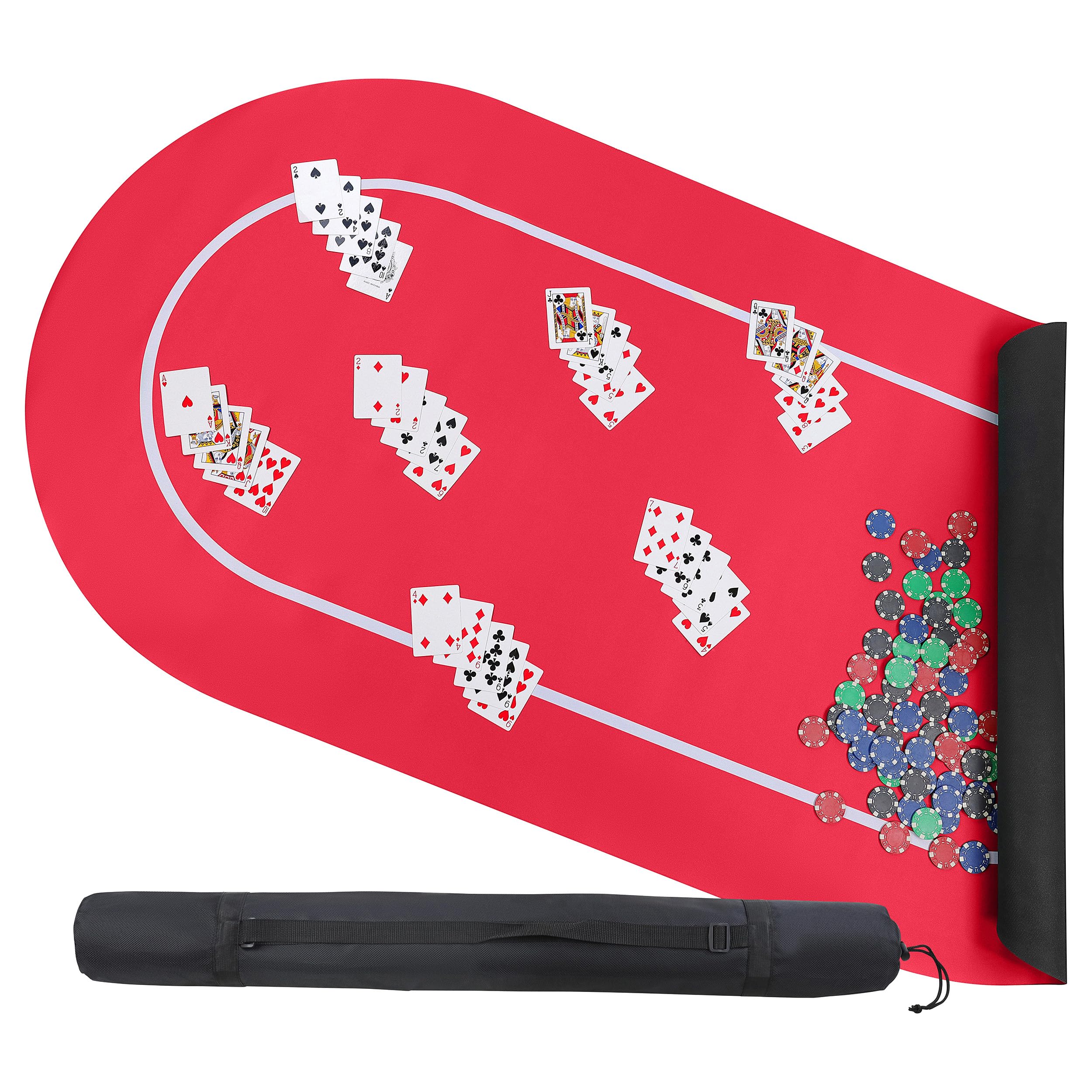 Jigitz Non-Slip Poker Mat 70x35in with Carrying Case for Card Games & Casino Nights