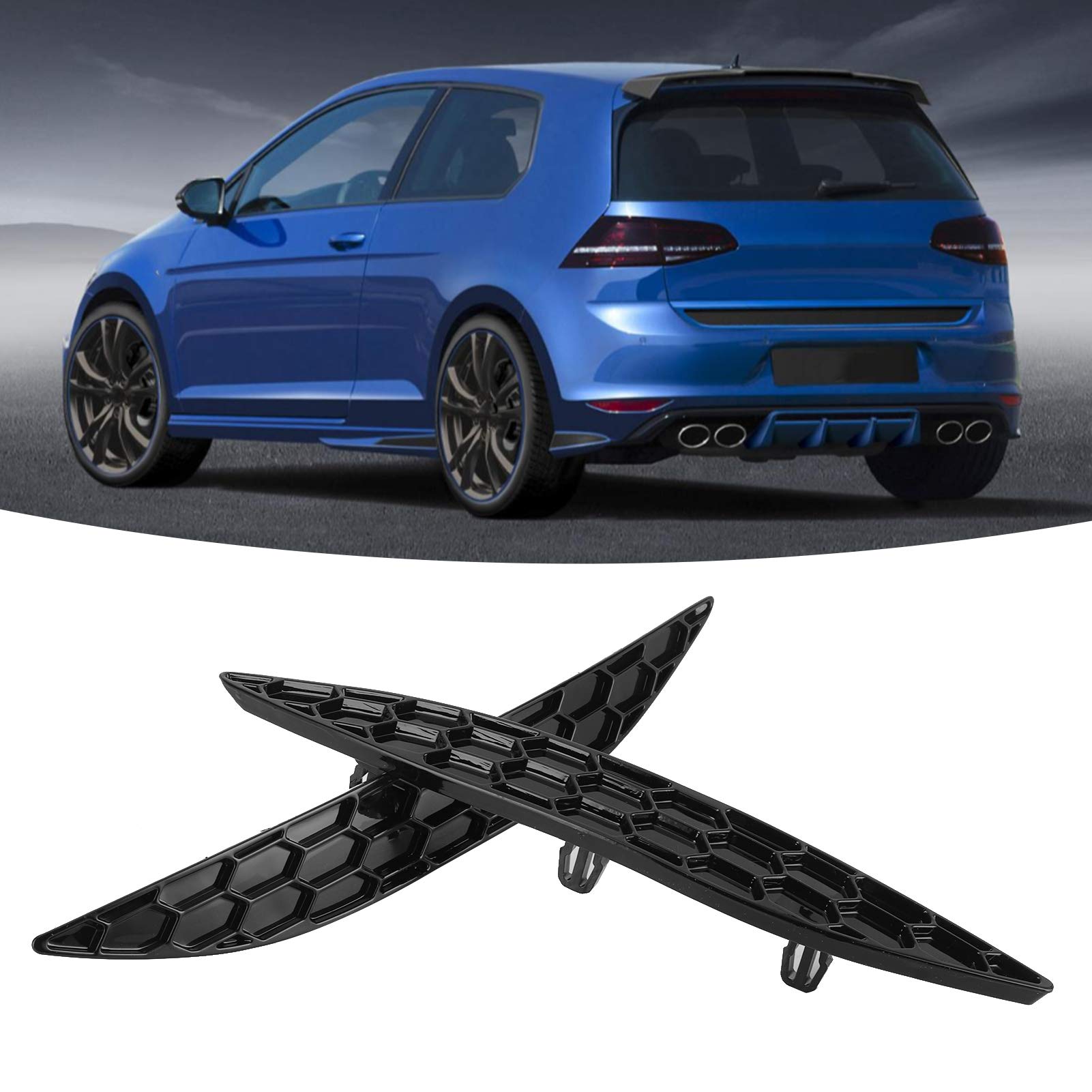 2Pcs Gloss Black Rear Bumper Reflector Delete Kit for VW Golf MK7 R & R-Line (2013-2016) - Smoked Lens Replacement, Easy Installation, Enhanced Rear Appearance for Night Driving & Custom Styling