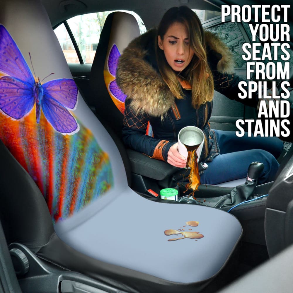 Blue Butterfly Car Seat Covers - Universal Fit for Cars, Trucks & SUVs - Soft Microfiber Fabric Protectors - Perfect for Daily Commute, Road Trips & Family Travel