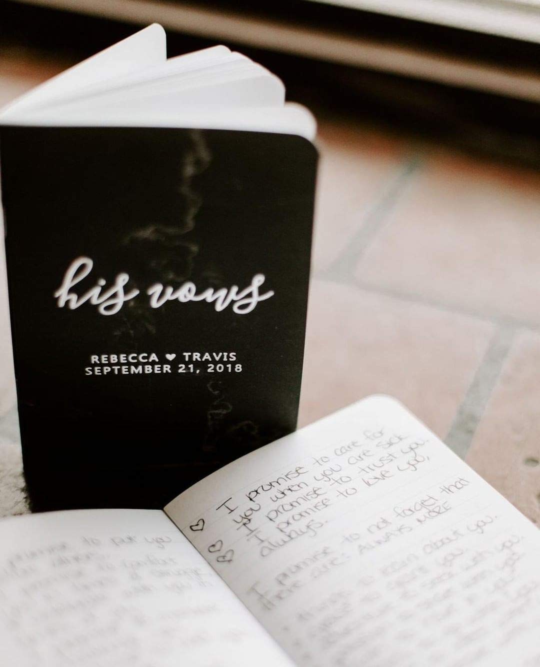 Elegant Black Marble Wedding Vow Books with Silver Foil - Personalized Keepsake Vow Booklets for Couples (Set of 2) - Perfect for Wedding Ceremonies, Vow Renewals & Anniversary Gifts