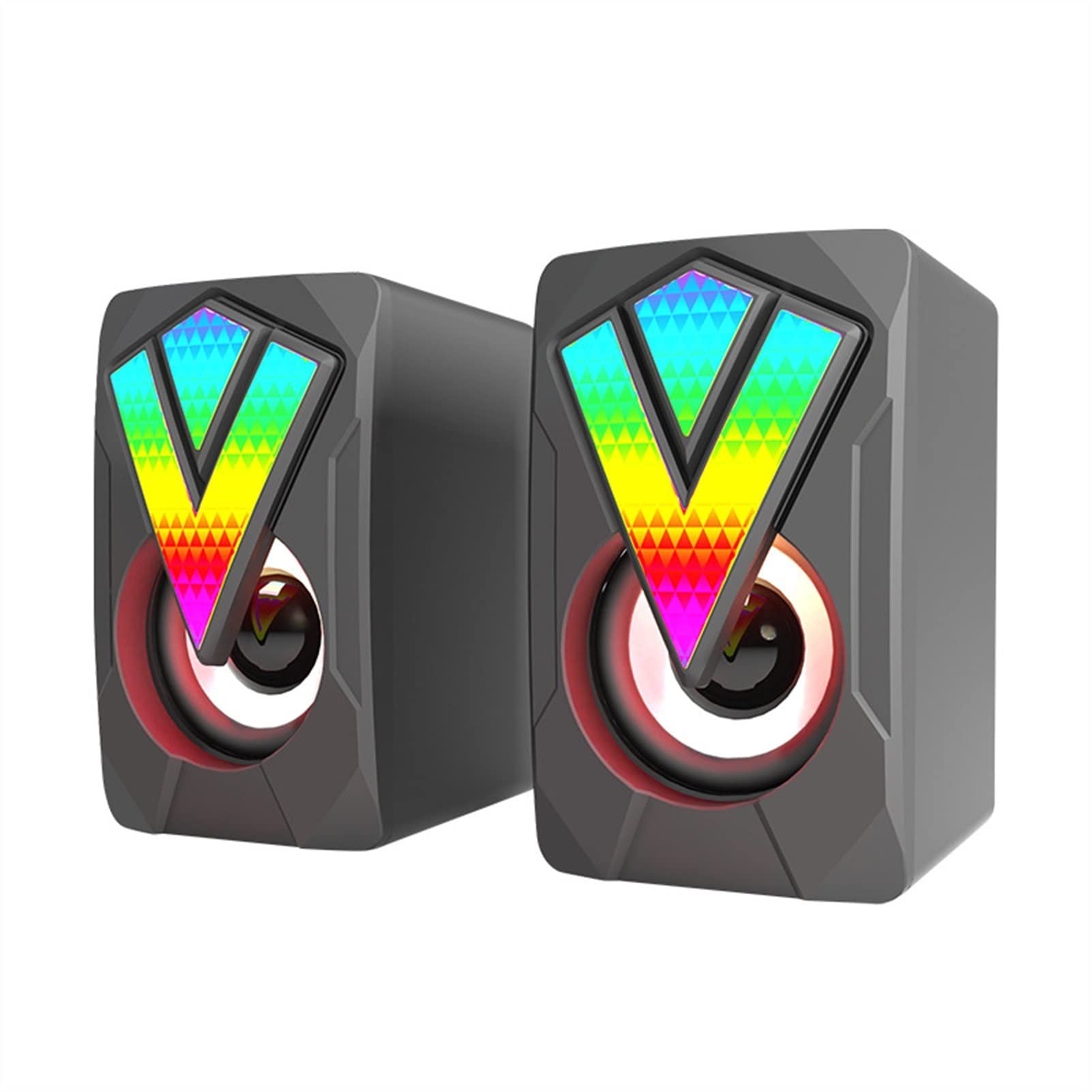 Zylyzf USB Computer Speakers - 3D Stereo Surround Sound Wired PC Speakers for Desktop, Laptop & Notebook | Home Office, Gaming & Music Listening (Color: Black)