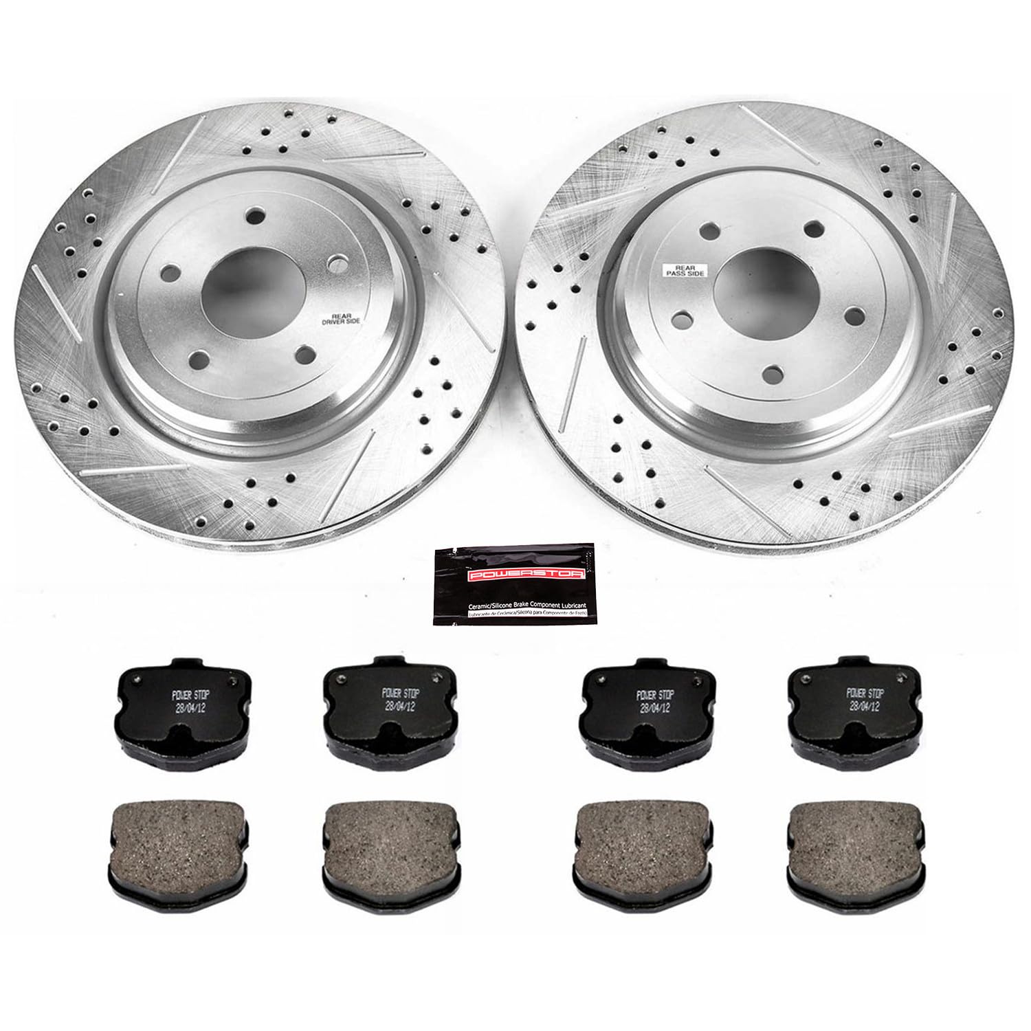 Power Stop K1446 Z23 Carbon Fiber Brake Pads & Drilled Slotted Rotors Kit for 2006-2013 Chevrolet Corvette | High-Performance Braking for Track & Street Use