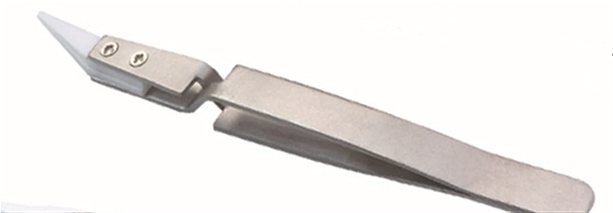 Stainless Steel Thin Tweezers 1Pc - Slant Tip, Heat Resistant & Conductive for Electronics, Jewelry, and Industrial Use - Perfect for Precision Work, Soldering, and Crafting