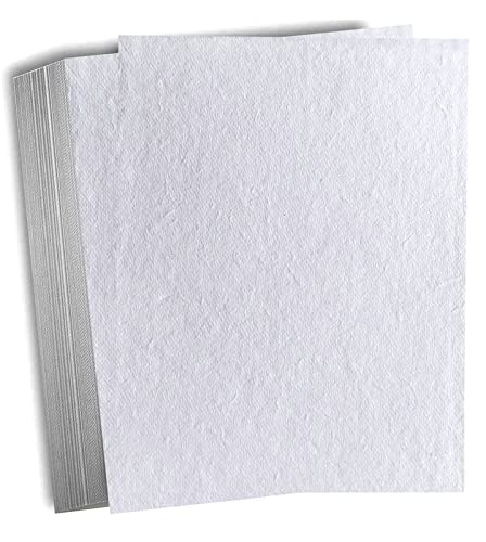 Premium A5 300 GSM Deckle Edge Card Stock - Handmade Ivory White Paper for Invitations, DIY Cards & Crafting - 5.8