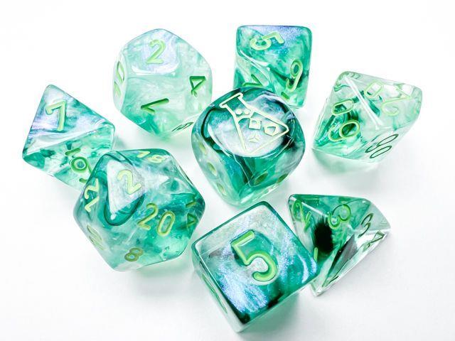 30054 CHX Lab Dice Poly Luminary Kelp/Light Green - Premium Polyhedral Dice Set for Tabletop RPG, D&D, and Board Games - Perfect for Gamers and Collectors