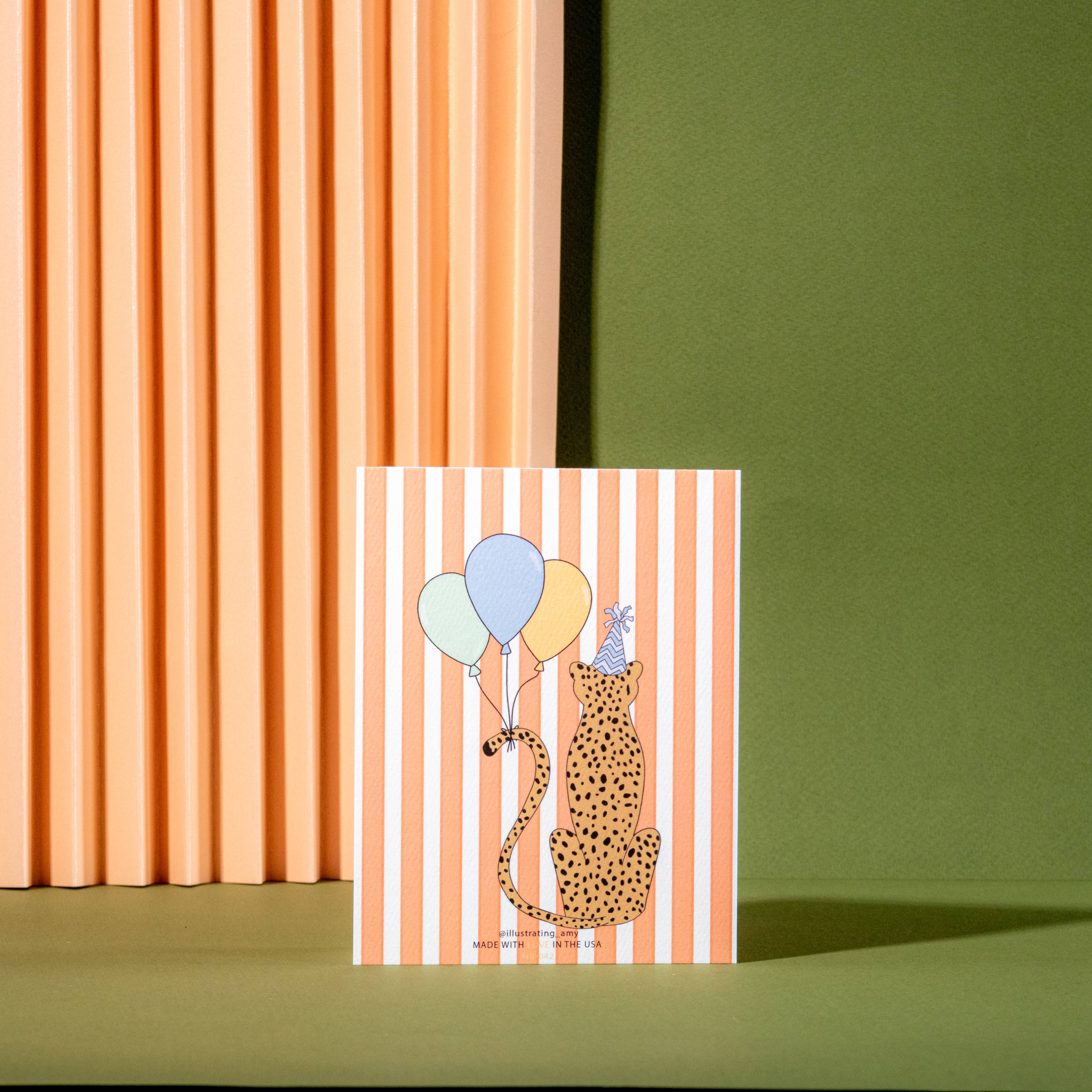 Leopard Print Happy Birthday Balloon Greeting Card - Perfect for Birthday Parties, Celebrations & Gifts