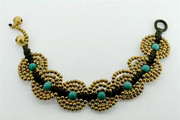 Turquoise Beaded Flower Bracelet for Women - Boho Chic Handmade Jewelry for Parties, Weddings & Everyday Wear
