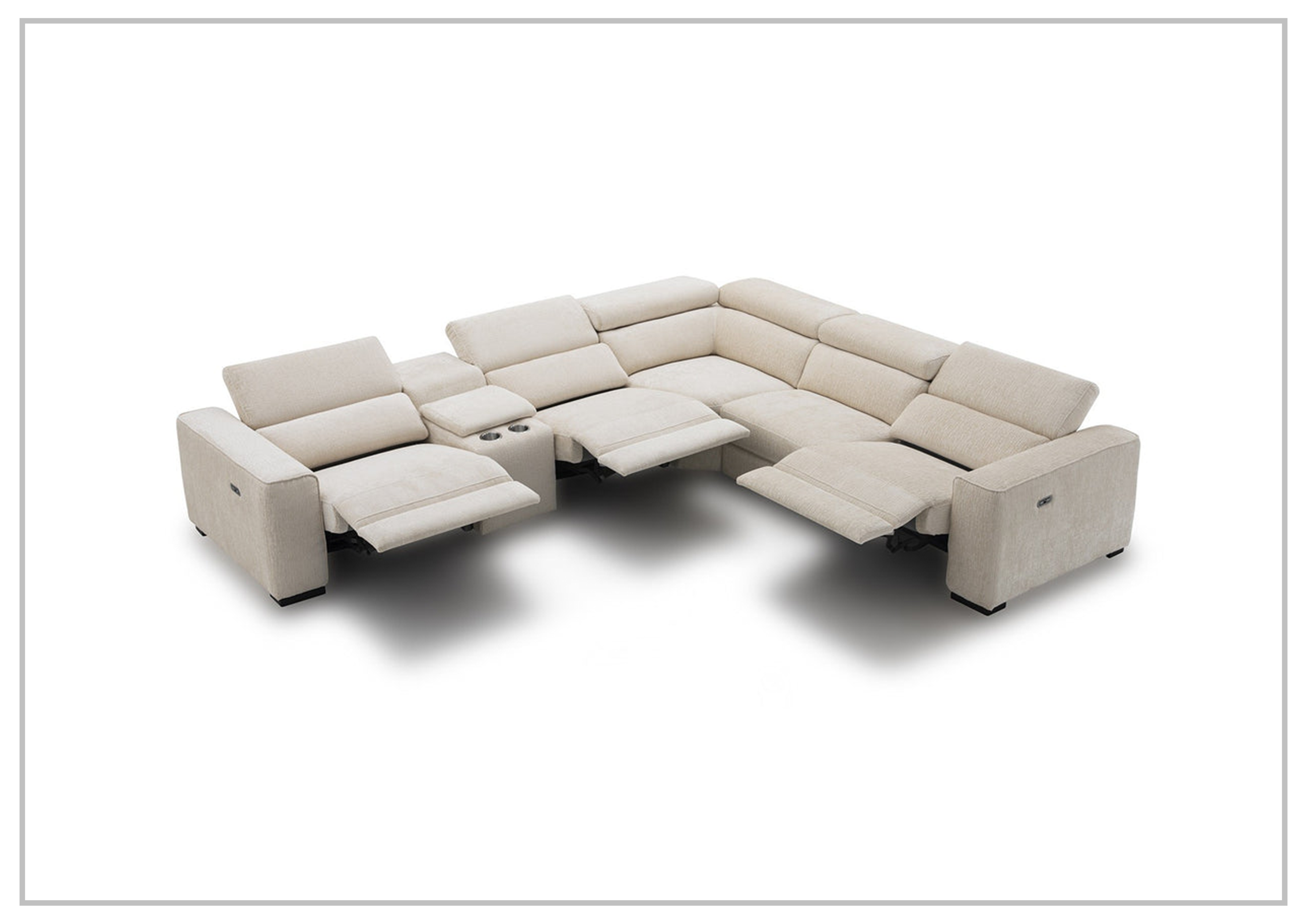 Gio Italia Aventura L-Shaped Fabric Power Reclining Sectional Sofa - Modern Recliner Couch with USB Charging for Living Room, Home Theater & Family Room Comfort